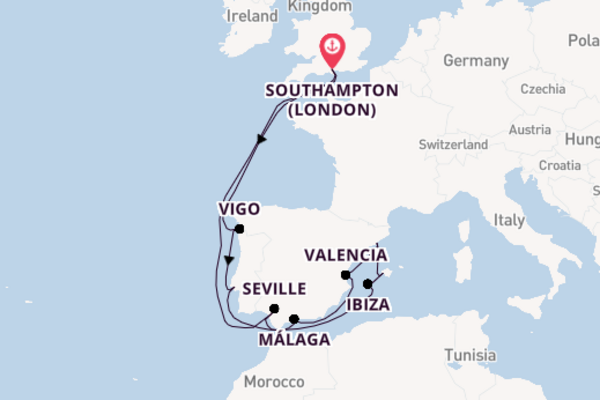 Western Mediterranean from Southampton with the Anthem of the Seas