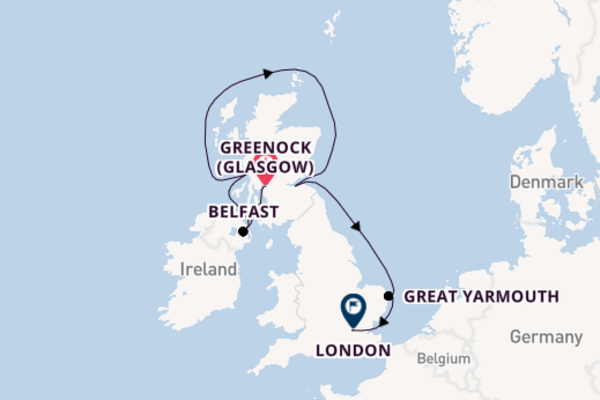 Seabourn Sojourn 8  Greenock (Glasgow)-London