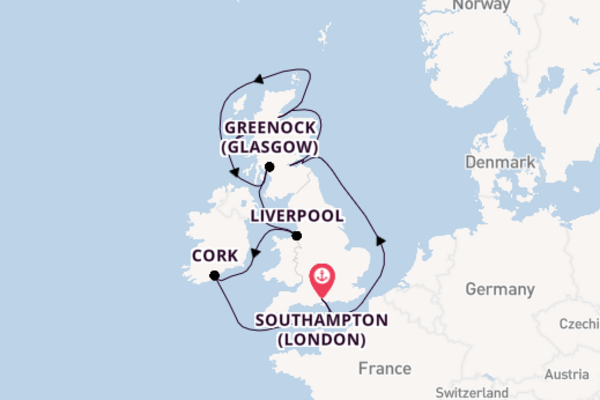 United Kingdom from Southampton with the Queen Mary 2