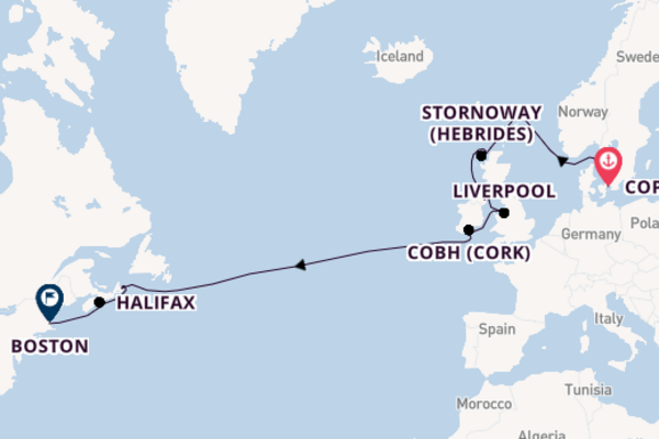 Luxury Copenhagen to Boston with Scotland, Ireland & Canada